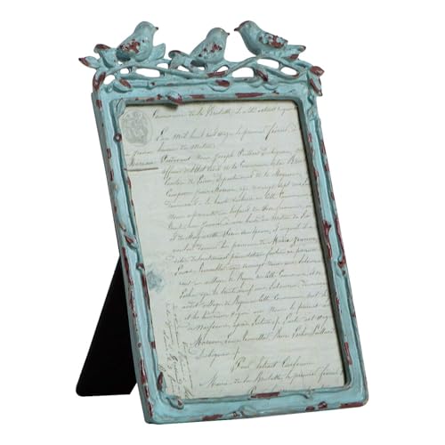SOFFEE DESIGN Vintage 3.5x5 in Picture Frame Distressed Birds Farmhouse Tabletop Photo Frame for Wooden Home Decor, Vertical Display Retro, Green - Image 1