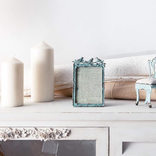 SOFFEE DESIGN Vintage 3.5x5 in Picture Frame Distressed Birds Farmhouse Tabletop Photo Frame for Wooden Home Decor, Vertical Display Retro, Green - Image 2