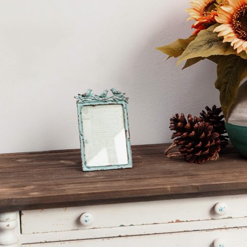 SOFFEE DESIGN Vintage 3.5x5 in Picture Frame Distressed Birds Farmhouse Tabletop Photo Frame for Wooden Home Decor, Vertical Display Retro, Green - Image 3