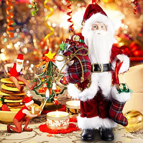 Uten 12 Santa Claus Decorations Christmas Standing Figurine Ornaments with Gifts Bag and Socks for New Year Christmas Decoration Navidad Natal Gifts - Image 1