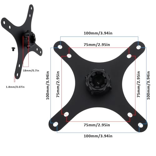 Briny River Portable Monitor Stand Bracket Plate with Screws Compatible with VESA Standard Mounting Holes (75x75mm/100x100mm) 17mm Ball Head - Image 4