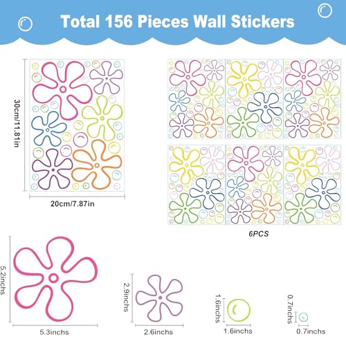 Vozekrod 156PCS Under The Sea Wall Decals – Colorful Bubble & Flower Stickers for Kids Room, Bathroom, Windows, Laptop, Birthday Party Decor – 6 Sheets 30x20cm, Static Cling, Removable, Ocean Theme - Image 2