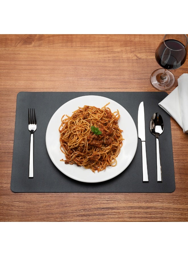 Restaurantware 17.7 x 12 Inch Rectangle Placemats, Set Of 6 Embossed Dining Table Placemats - Waterproof, Easy To Clean, Black Vinyl Kitchen Table Mats, Non-Slip Surface, Durable - Image 3
