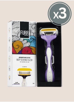 Furr Furr Body Shaving Razor For Women, Equipped with Vitamin E & Aloe Vera Pad, Advanced Nano coated, reusable for all skin types, Made in Japan - Pack of 3  - Image 1