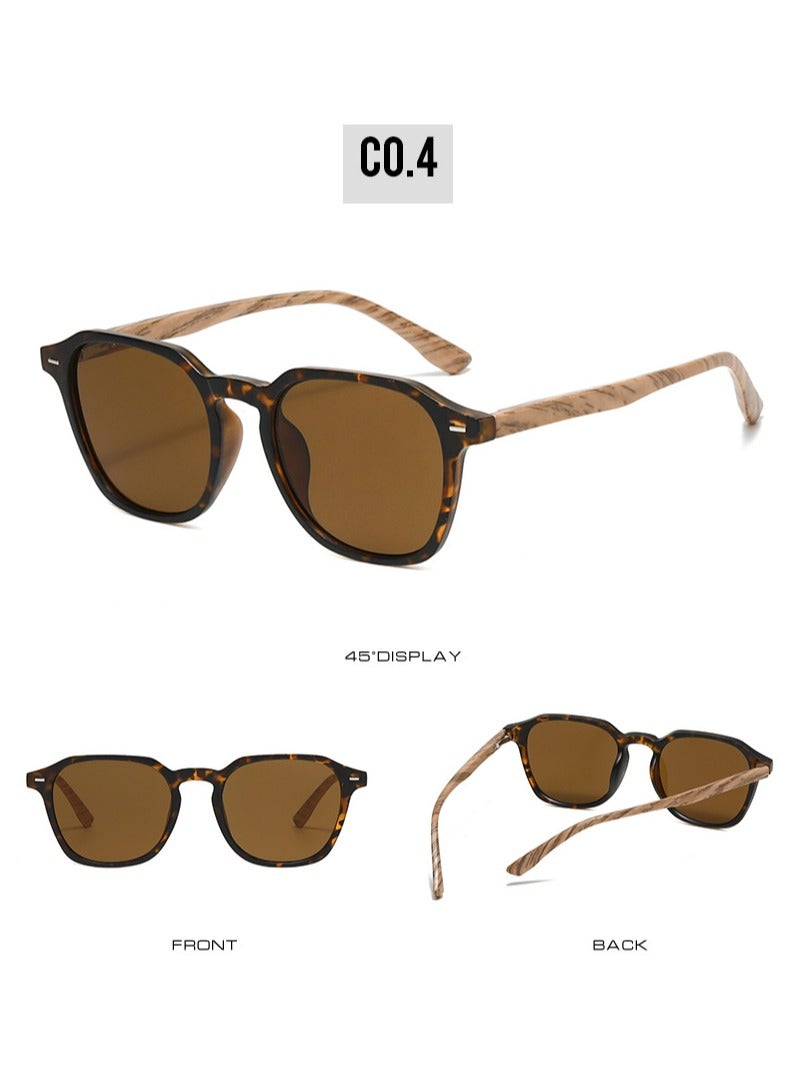 general Fashion Sunglasses Uv400 Protection Retro Men Women Travel Style Light Imitation Wood Grain Fashion Wood Grain Series Sunglasses - Image 2