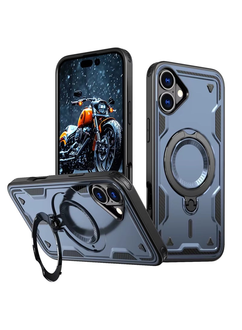 XLogiX for iPhone 16 Armoured Case with Built-in Kickstand | Heavy-Duty Protection | Shockproof | Slim Design | Compatible with MagSafe Accessories, ArmourX Series for iPhone 16 - BLUE - Image 1