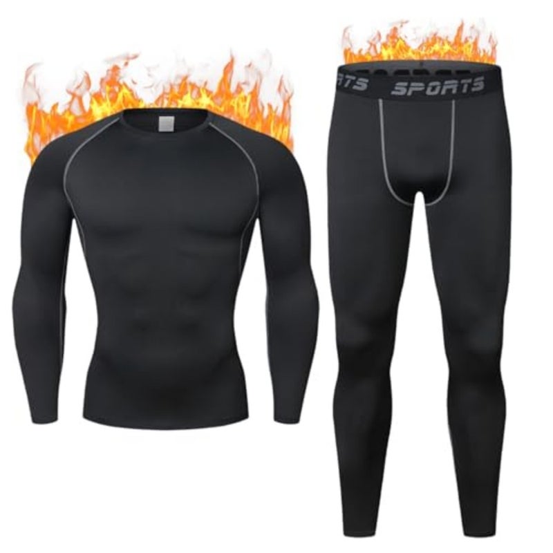 Men's Fleece Lined Thermal Underwear Set Skin-Friendly for Better Health No Lint or Fade for Workout, Skiing, Running, Hiking for Any Occasion in Daily Life by YILIMA - Image 2