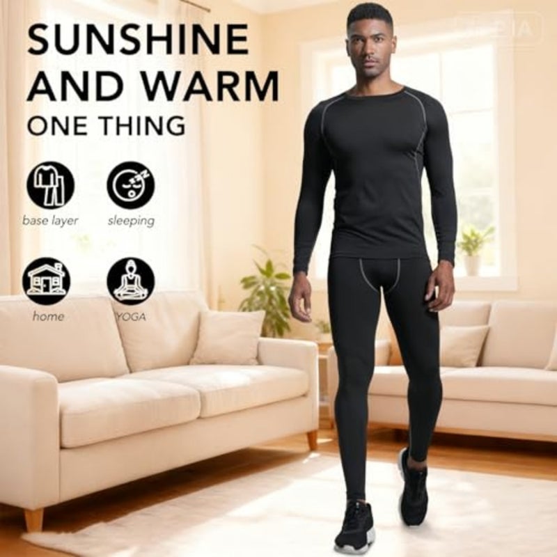 Men's Fleece Lined Thermal Underwear Set Skin-Friendly for Better Health No Lint or Fade for Workout, Skiing, Running, Hiking for Any Occasion in Daily Life by YILIMA - Image 4