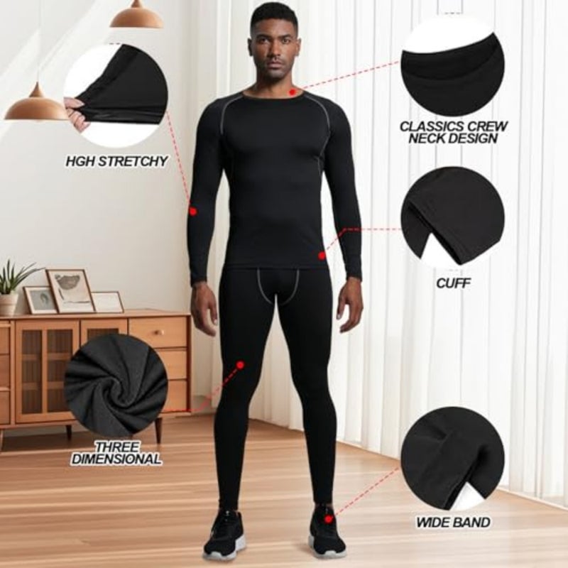 Men's Fleece Lined Thermal Underwear Set Skin-Friendly for Better Health No Lint or Fade for Workout, Skiing, Running, Hiking for Any Occasion in Daily Life by YILIMA - Image 3