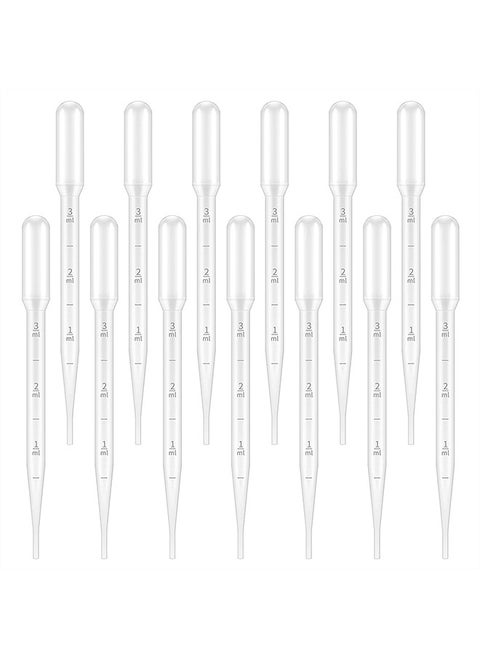 Pasteur Pipettes 3ml, Disposable Plastic Transfer Pipette Dropper Graduated Calibrated Lab Pipettes for Science Laboratory, Experiment, Make up Tool