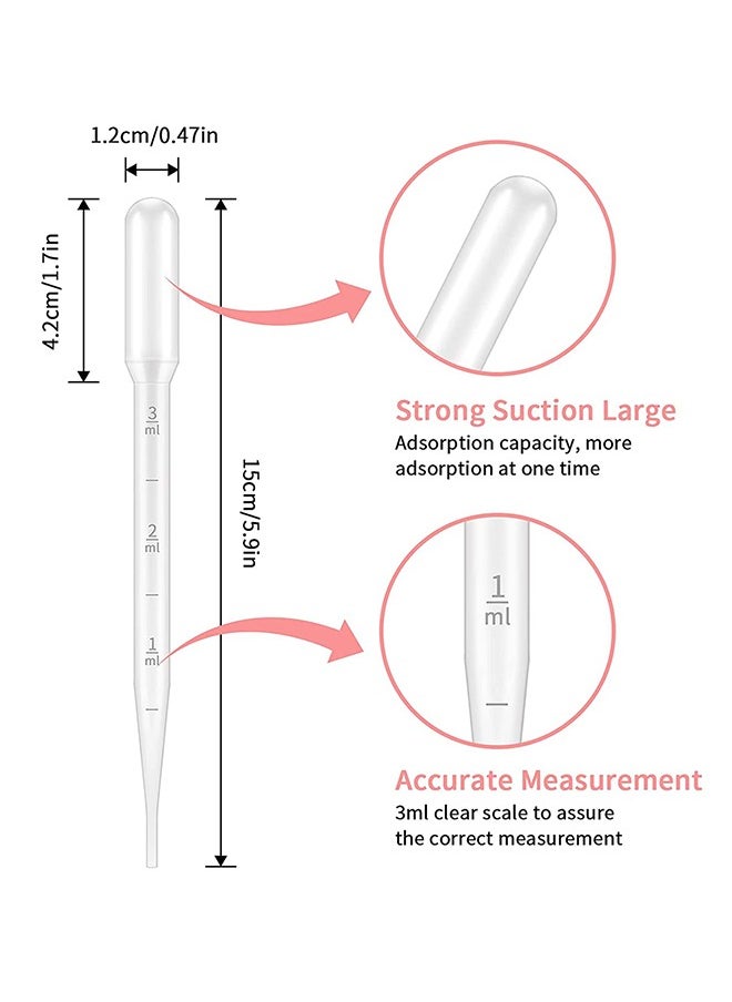 Generic - Pasteur Pipettes 3ml, Disposable Plastic Transfer Pipette Dropper Graduated Calibrated Lab Pipettes for Science Laboratory, Experiment, Make up Tool - Image 1