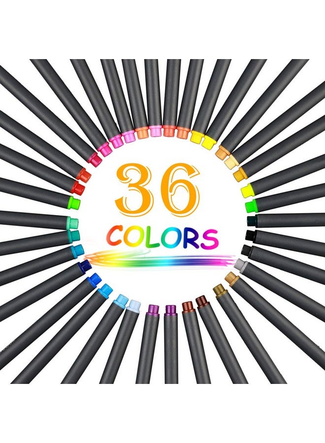 ai-natebok 36 Colored Fineliner Pens Fine Tip Pens Porous Fineliner Color Pens For Journal Planner Writing Note Taking Calendar Agenda Coloring Art School Office Supplies - Image 2