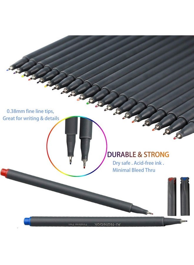 ai-natebok 36 Colored Fineliner Pens Fine Tip Pens Porous Fineliner Color Pens For Journal Planner Writing Note Taking Calendar Agenda Coloring Art School Office Supplies - Image 3
