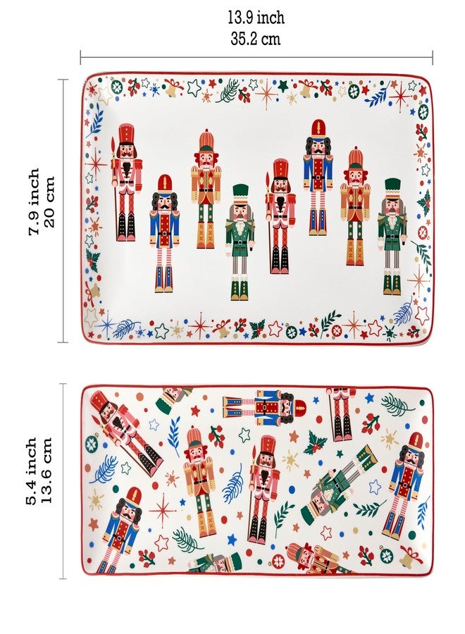 Bico Christmas Soldier Ceramic Rectangular Serving Platters Set of 2, 14 Inch, Microwave & Dishwasher Safe, Large and Medium Platters for Appetizers, Cheese, Salad, Pasta - Image 2