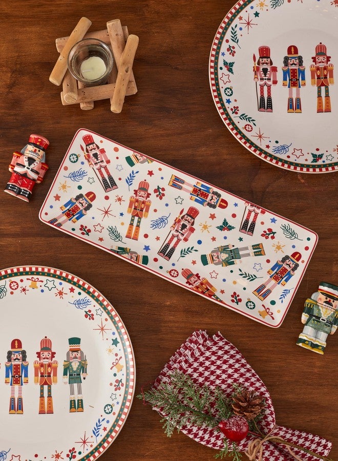 Bico Christmas Soldier Ceramic Rectangular Serving Platters Set of 2, 14 Inch, Microwave & Dishwasher Safe, Large and Medium Platters for Appetizers, Cheese, Salad, Pasta - Image 4