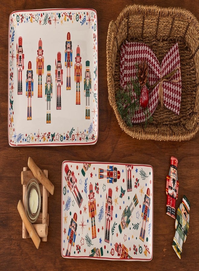 Bico Christmas Soldier Ceramic Rectangular Serving Platters Set of 2, 14 Inch, Microwave & Dishwasher Safe, Large and Medium Platters for Appetizers, Cheese, Salad, Pasta - Image 3