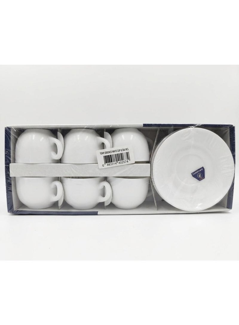 LUMINARC 12PCS CUP AND SAUCER SET 3OZ CUP AND 11 CM SAUCER WHITE COLOR CERAMIC - Image 1