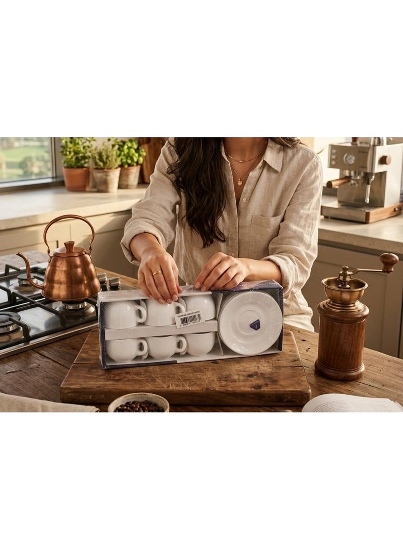 LUMINARC 12PCS CUP AND SAUCER SET 3OZ CUP AND 11 CM SAUCER WHITE COLOR CERAMIC - Image 2