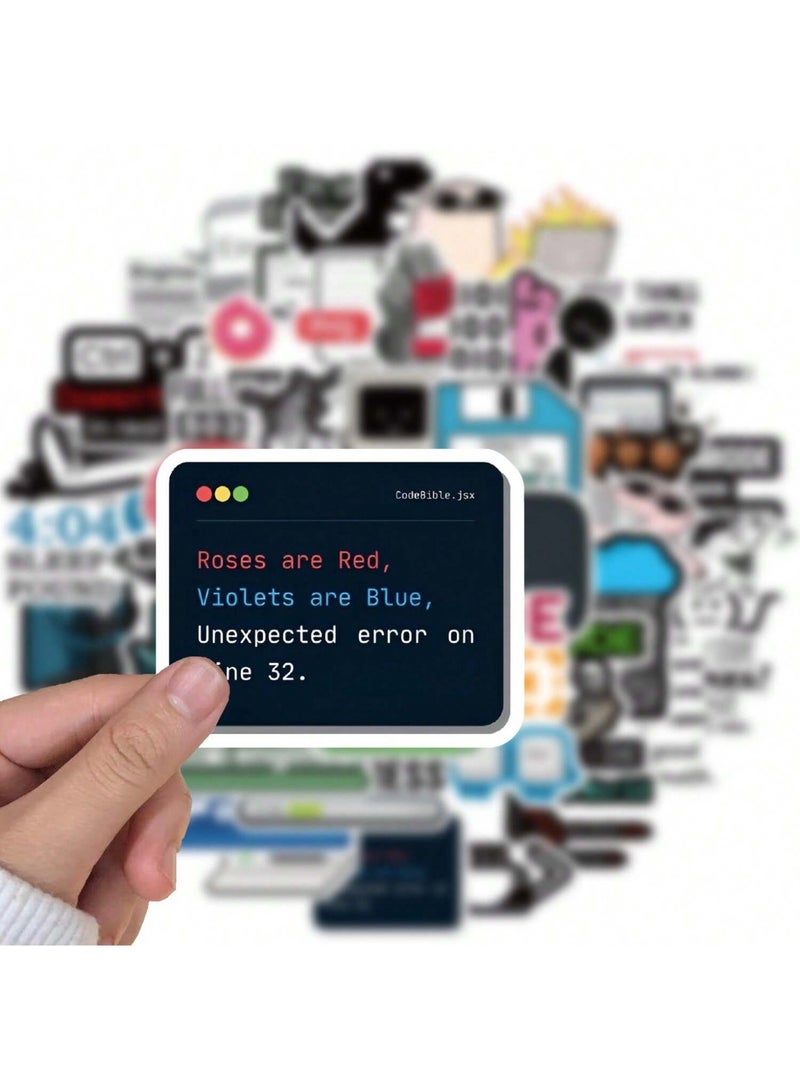 50pcs Programmer Series Graffiti Stickers – Waterproof Matte PVC Tech Meme Decals with Irregular Shapes, Self-Adhesive Vinyl Stickers for Laptop, Water Bottle, Helmet, Notebook, Wall, Skateboard, Guitar & DIY Coding Decoration  - Image 5