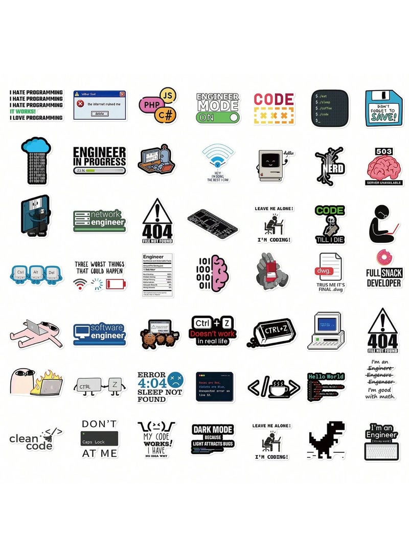 50pcs Programmer Series Graffiti Stickers – Waterproof Matte PVC Tech Meme Decals with Irregular Shapes, Self-Adhesive Vinyl Stickers for Laptop, Water Bottle, Helmet, Notebook, Wall, Skateboard, Guitar & DIY Coding Decoration  - Image 3