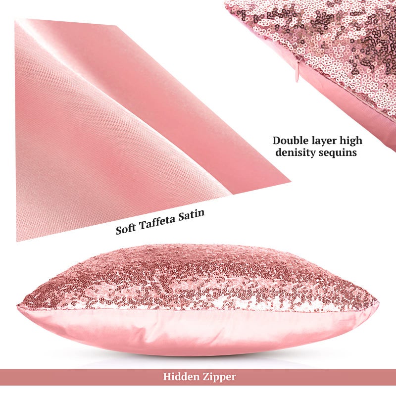 ايرينير Irenare 4 pcs requin و Fluffy Pillow Covering Winter Faux Fur Fur Cover Cover Glitter Bling Paling Case Coushion Soft Fuzzy Coushion لأريكة أريكة أريكة عيد الميلاد (18 × 18 بوصة فضية وردية) - Image 3