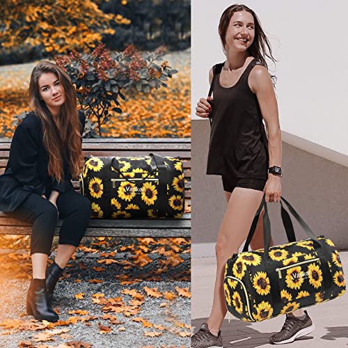 Vankor Gym Bag for Women with Shoe Compartment Waterproof, Sports Duffle Bag for Travel Duffel Weekender Carry on Beach Yoga Overnight Luggage Mommy Maternity Hospital Bag Sunflower 17.5 Inch - Image 5