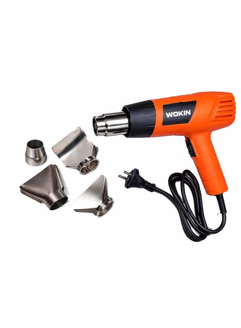 WOKIN Professional Hot Air Gun 2000W – 230-240V Heat Gun with Dual Temperature Control & 4 Nozzles for Shrink Wrap, Paint Removal & Repair Work - Image 1