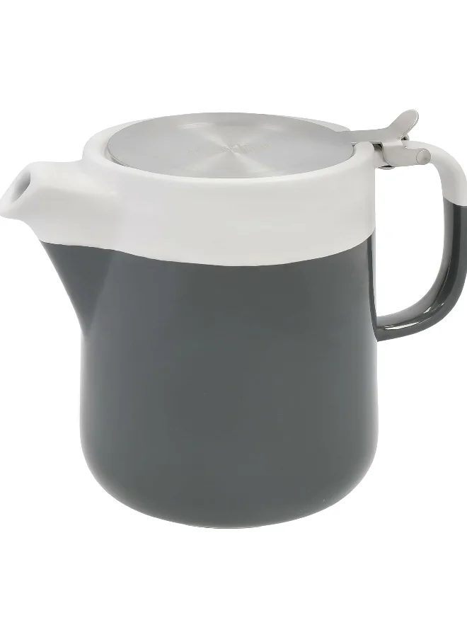 La Cafetiere Barcelona Modern Design Ceramic Tea Pot Grey and White 1.2 L LCBARTPOT4GRY