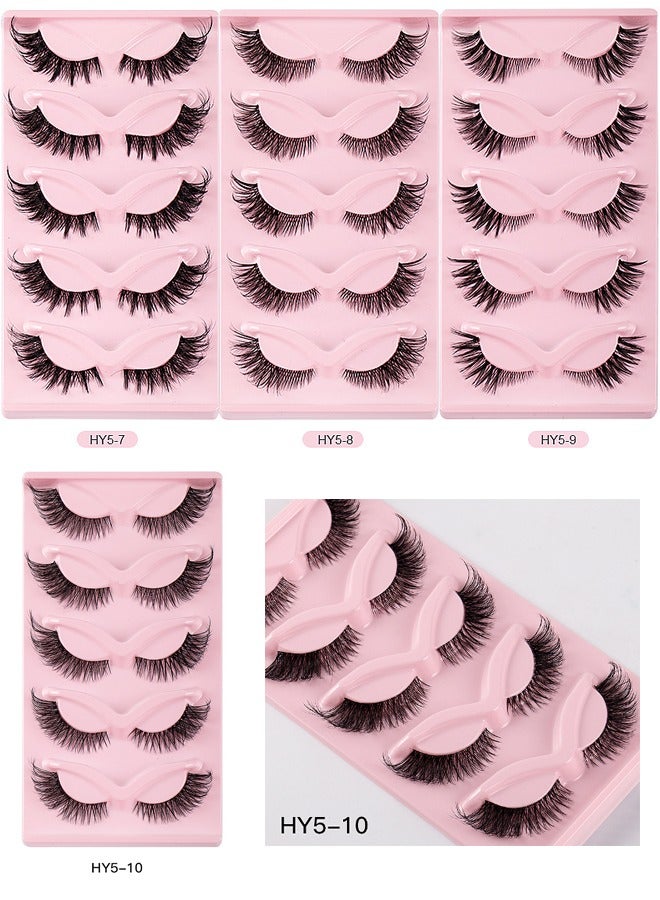 NIBEMINENT 5 Pairs Fox Eye Lashes Wispy, Cat Eye False Eyelashes With Thick Curls And Multi-Layered Eyelashes To Lengthen 3D Eyelashes, Faux Mink Lashes Pack, Fake Lashes - Image 4