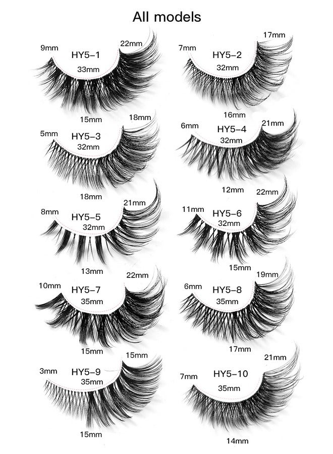 NIBEMINENT 5 Pairs Fox Eye Lashes Wispy, Cat Eye False Eyelashes With Thick Curls And Multi-Layered Eyelashes To Lengthen 3D Eyelashes, Faux Mink Lashes Pack, Fake Lashes - Image 5