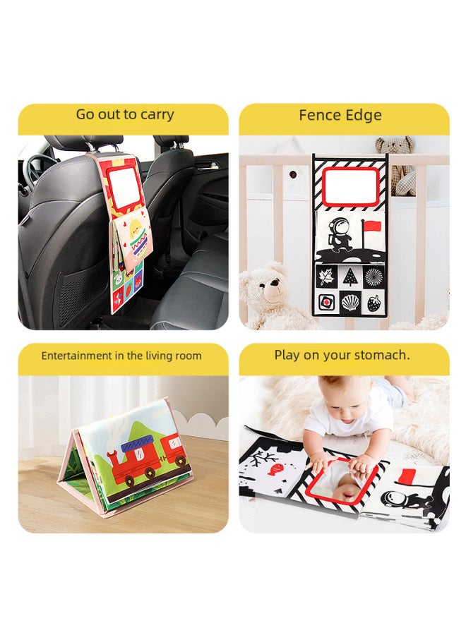 Baby Cloth Book Toy Colorful Caterpillar Butterfly Design For Sensory Development Early Learning-Color:Black And White Bedside Cloth Book  - Image 5