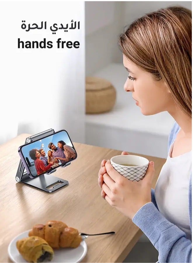 APEX Phone Stand Aluminum Mobile Stand Adjustable Mobile Holder Foldable Phone holder, Desktop iPhone Stand Compatible With All Mobile Phone - Image 3