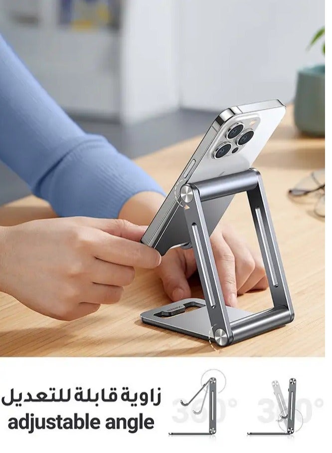 APEX Phone Stand Aluminum Mobile Stand Adjustable Mobile Holder Foldable Phone holder, Desktop iPhone Stand Compatible With All Mobile Phone - Image 2