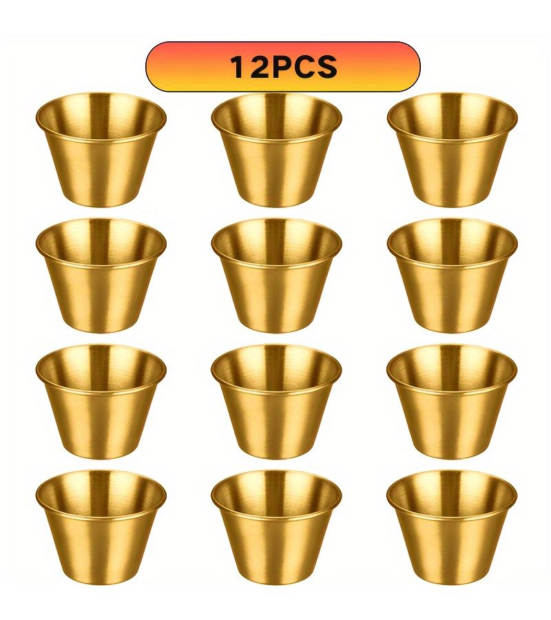 6 Pcs Stainless Steel Golden Sushi Sauce Condiment Set Butter Dish Steak Sauce Bowl Cheese Sauce Bowl Appetizer Plate Kitchen Supplies Dishwasher Safe 1.5 Oz - Image 5