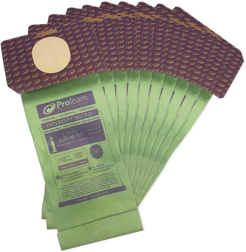 103483 Intercept Micro Filter Bags with 3.25-Quart Capacity, 10-Pack of Replacement Vacuum Filters, Green