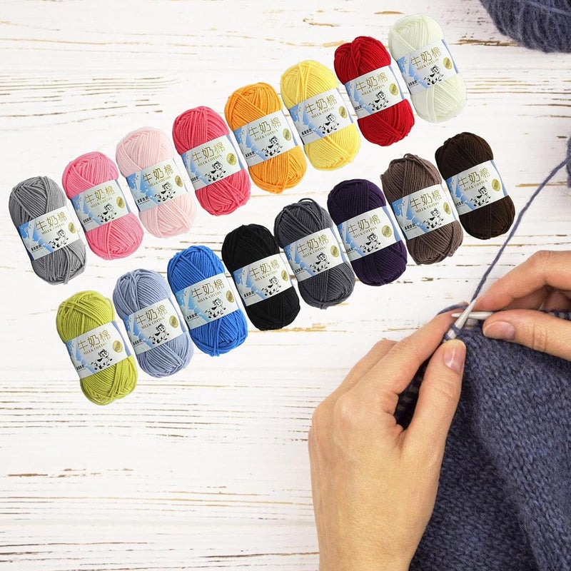 Colourful Crochet Yarn Milk Cotton Hand Knitting Soft Cotton Threads for Hat Blankets Scarves Hand Knitting Colourful Crochet - Image 2