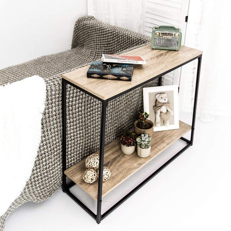 Generic Indian Decor 45445 Console Entry Table for Entryway Hallway Sofa Storage Shelf Black and Wood Made in India  - Image 4
