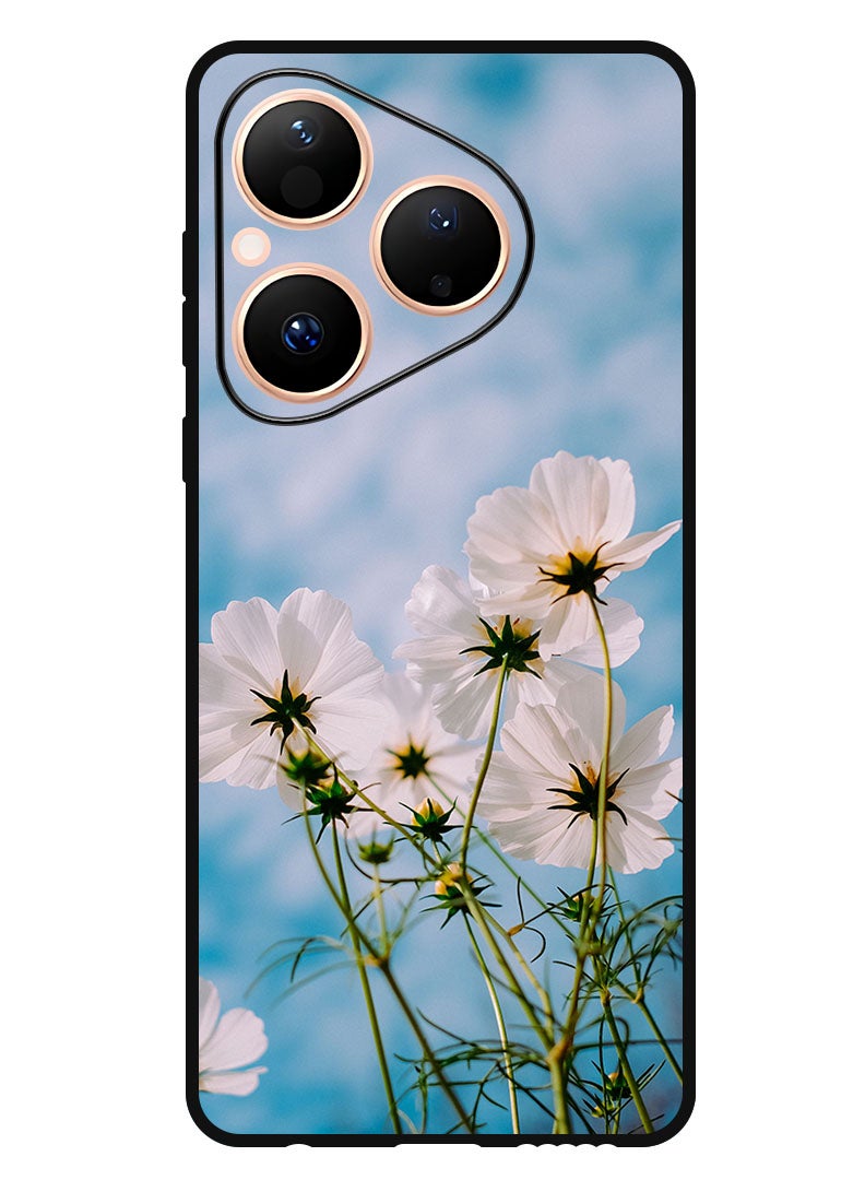 Theodor Case Compatible with Huawei Pura 80 6.6 Inch Protection Shockproof Bumper Cover cosmos_flowers_white - Image 1