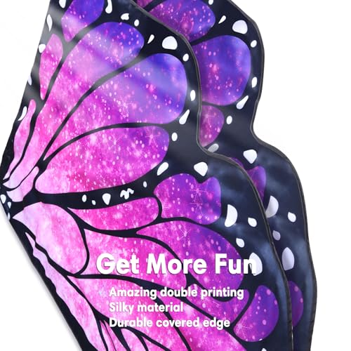 D.Q.Z Double Sided Women Butterfly Wings Costumes for Adults Fairy Festival Dress Up with Headband Halloween Party (Elegant Purple) - Image 5