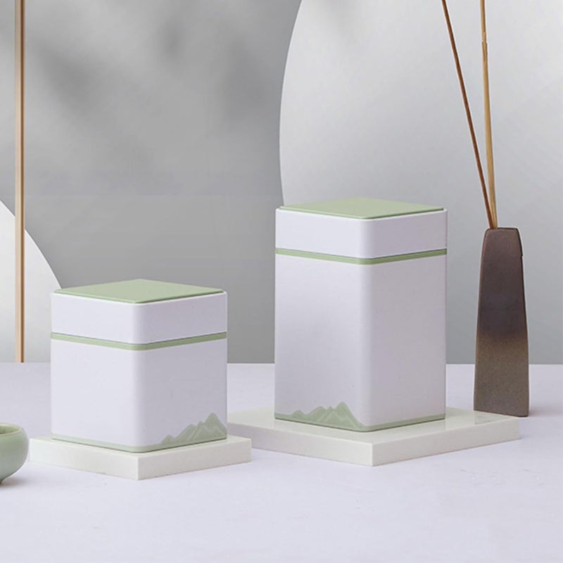 Simple Color Square Tea Pot Storage Organizers Iron Can General Black Green Teas Metal Seal Iron Box Metal Canisters - Image 3