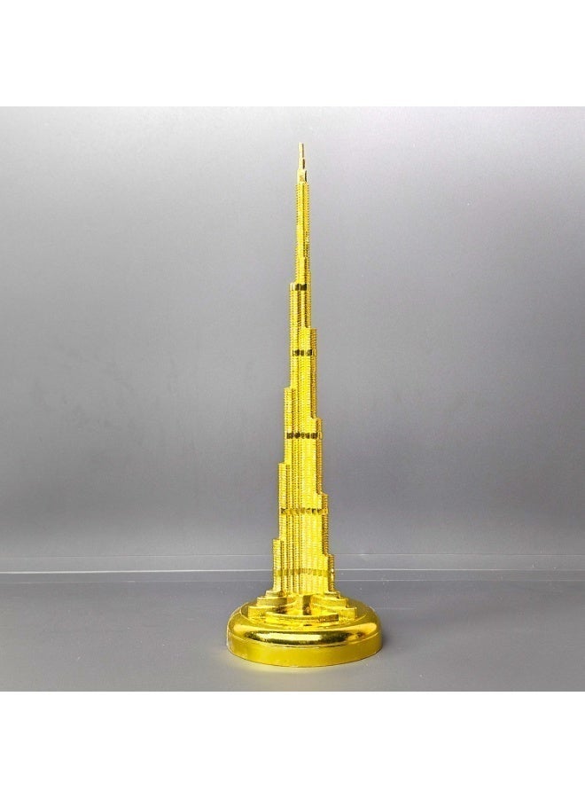 سوق الهدايا التذكارية برج خليفة معدني، 23.5 سم/9.25 بوصة، رمز أيقوني لمعلم دبي، أطول مبنى في العالم، مطلي بذهب عيار 24 قيراطًا - Image 1