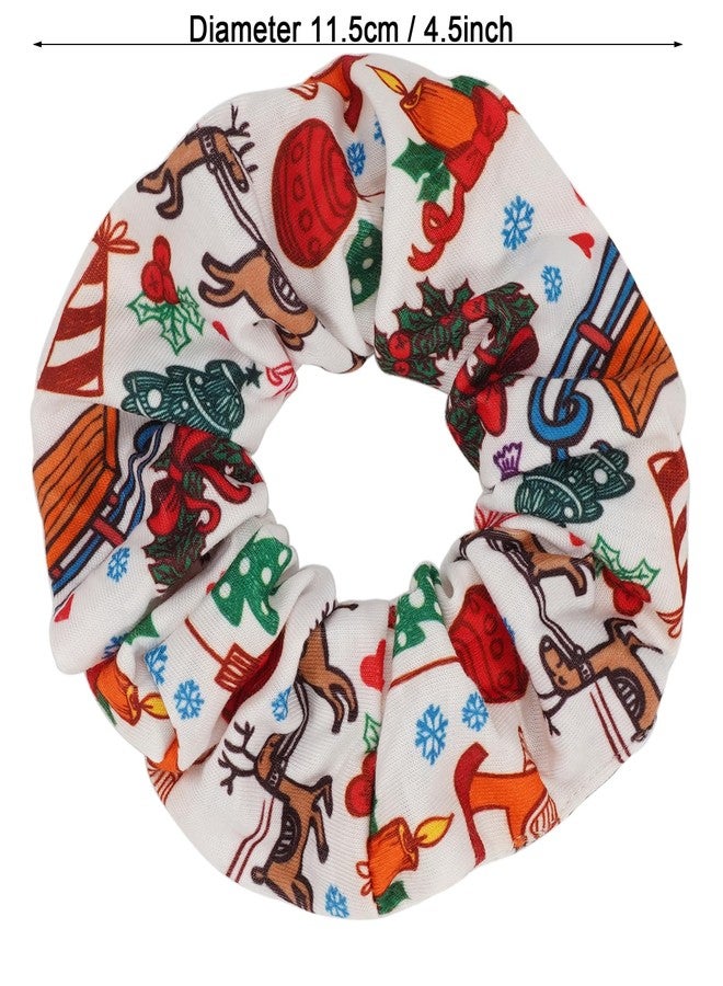 Lonext 6 Pcs Christmas Hair Scrunchies Hair Ties Elastic Christmas Tree Santa Claus Snowflakes Xmas Hair Accessories for Women Girls - Image 5