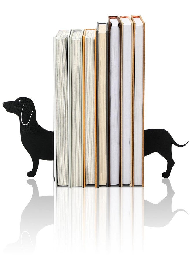 Novabright Wiener Dog Dachshund Silhouette Metal Bookends Set of 2 Dachshund Book Ends for Shelves Decorative Bookshelf Home Office Desk Bookshelf Decor Gift for Dog Lovers and Reading Enthusiast - Image 1