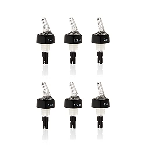 TRUE Measured Pour Spouts for Liquor Bottles Alcohol Pouter Spouts Home bar Liquor Pourers 05oz 1oz 2 oz Set of 6
