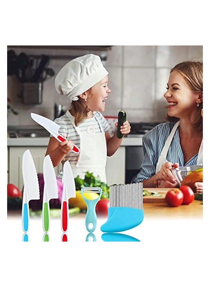 erorex Knife Set, Kids Safe Plastic Kitchen Knife in 3 Sizes with Crinkle Cutter and Y Peeler, Kids Knife for Real Cooking Bread Chopping Vegetables  - Image 2