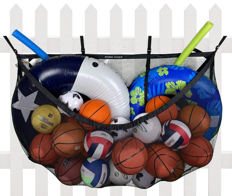 MESH TITAN MeshTitan Heavy-Duty Pool Storage Bag - Floats & Toys Organizer with Sturdy Mesh & Anti-Sagging Support (Black) - Image 1