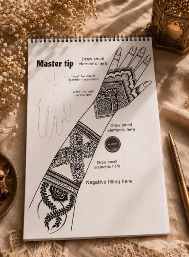 306 Pages - Bridal Mehndi Practice Book Reusable | Reusable Henna Practice Sheets | Mehendi Design Practice Notebook for Beginners and Professionals - Image 4