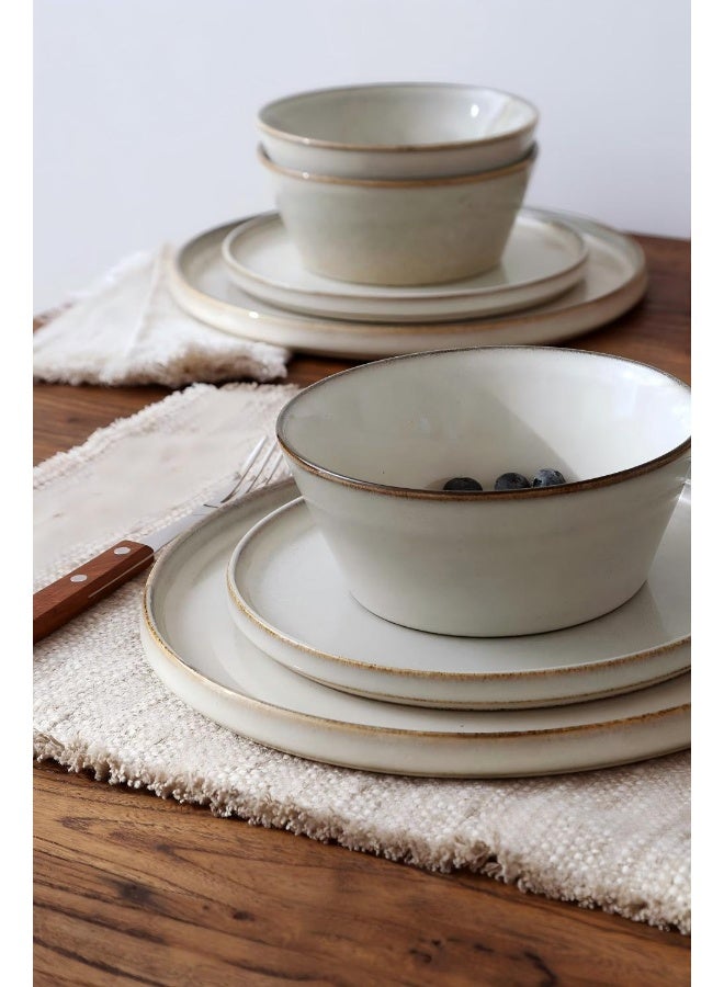 Famiware Annecy Series 12 Pieces Dinnerware Set, Grey-White - Image 3
