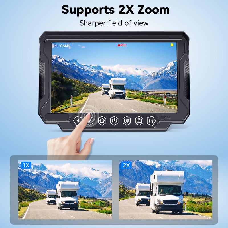 Wkzay RV Backup Camera Wireless 7-inch for Furrion: Touchkey 4-Channel with Recording 1080P HD RV Rear View Camera Night Vision Waterproof Easy Install for Trailers, Boats, Fifth Wheels - Image 4