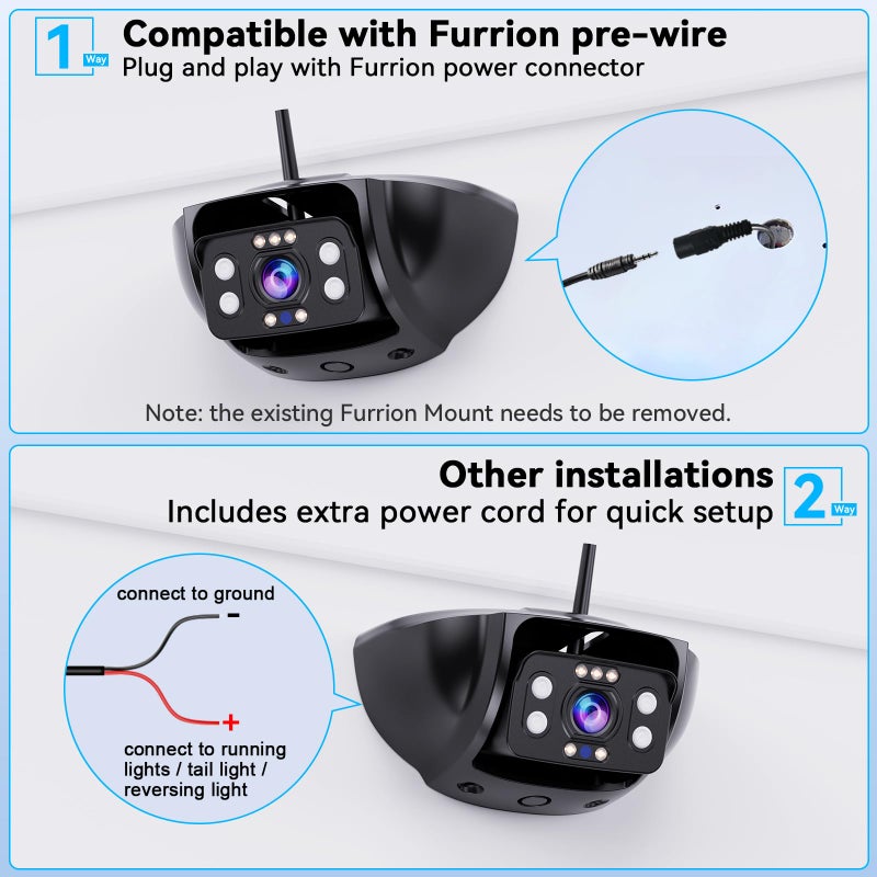 Wkzay RV Backup Camera Wireless 7-inch for Furrion: Touchkey 4-Channel with Recording 1080P HD RV Rear View Camera Night Vision Waterproof Easy Install for Trailers, Boats, Fifth Wheels - Image 2